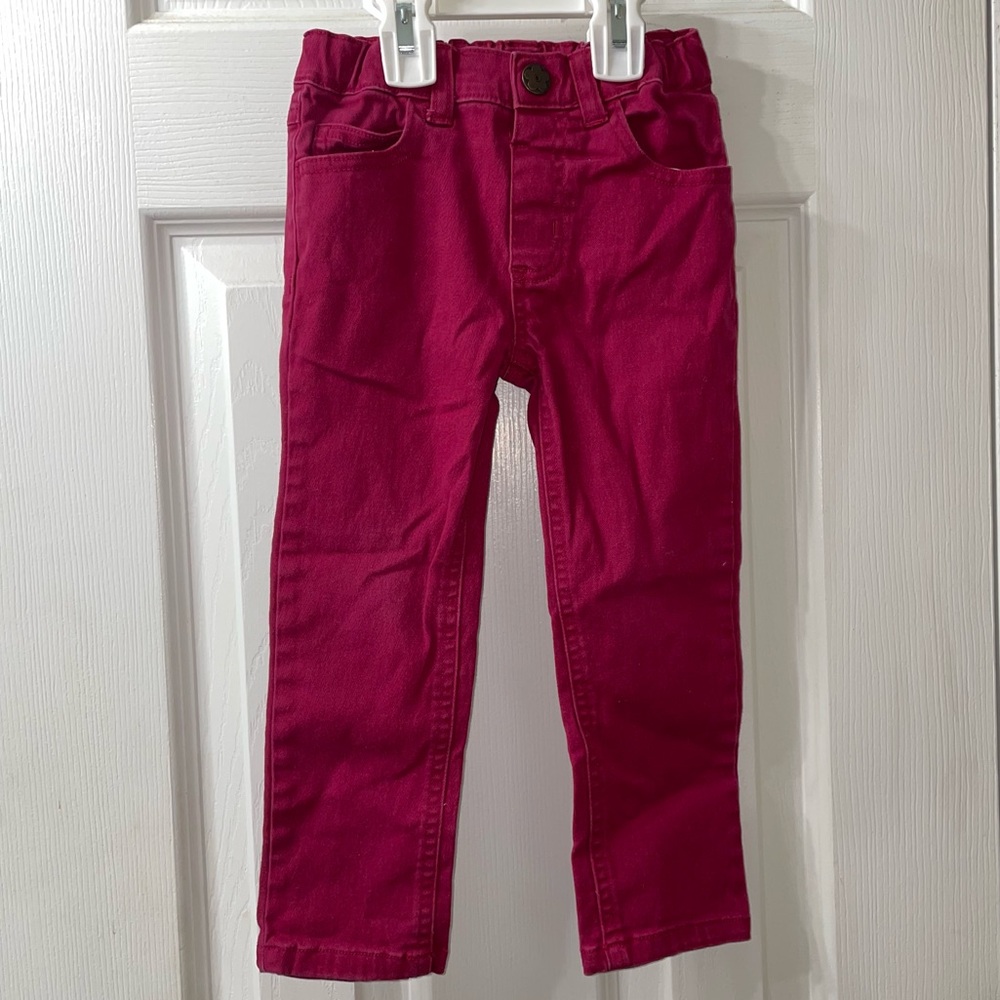 Garanimals Girls 4T Maroon Burgundy Stretch Twill Pants Elastic Waist Toddler